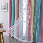 XiDi Curtains for Bedroom Decor, Rainbow Pink-Blue-34-45 - Image 6