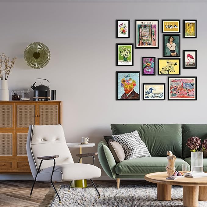 LANCHI95 12 Pcs Eclectic Wall Art Decor FRAMED, Eclectic Home Decor, Retro - Image 7
