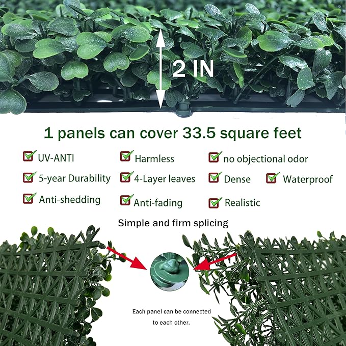 ODTORY Artificial Boxwood Roll Panels:40 X 120 in UV-Anti More Dense Greenery - Image 3