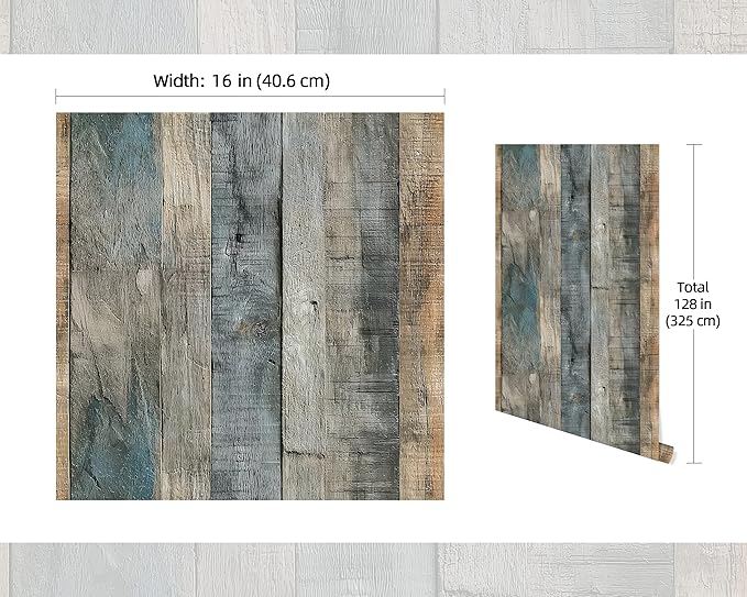 FLFK Vintage Wallpaper Peel and Stick Grey Wood Contact Paper Removable - Image 2
