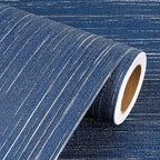 Livelynine Blue Grasscloth Peel and Stick Wallpaper Textured Prepasted Navy by Livelynine