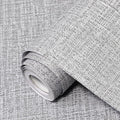 Grey Grasscloth Peel and Stick Wallpaper 17.3"x1200" Faux Linen Textured by Uooar