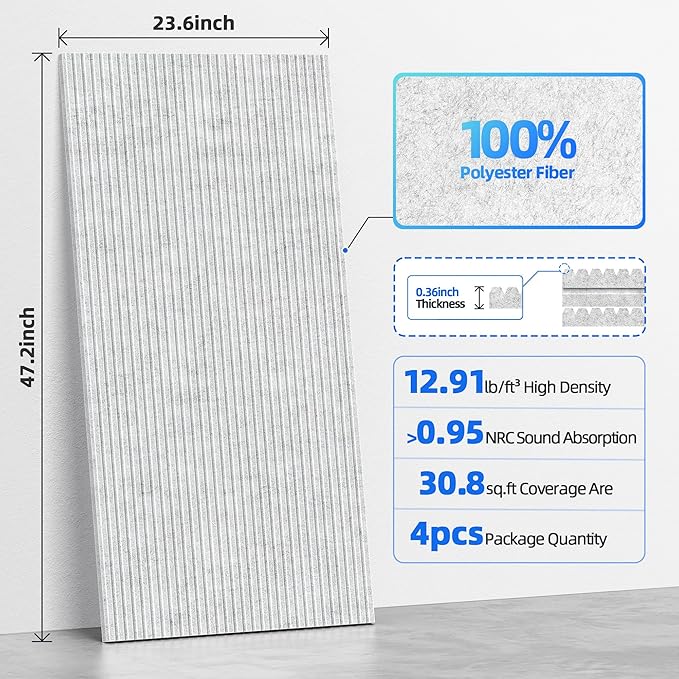 4 Pack Large Acoustic Panels Sound Absorbing - Image 6
