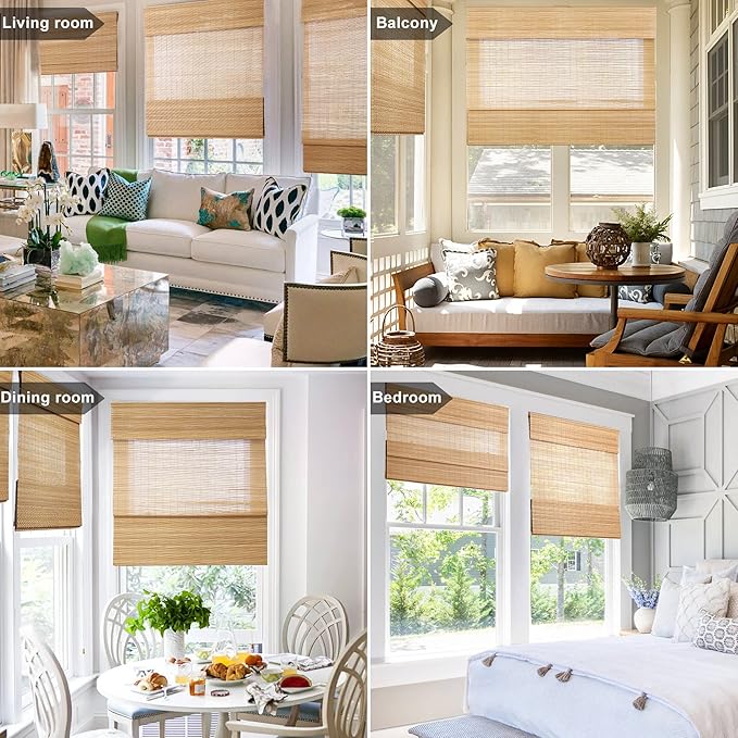 LazBlinds Cordless Bamboo Roman Shades, Light Filtering Window Treatment - Image 4