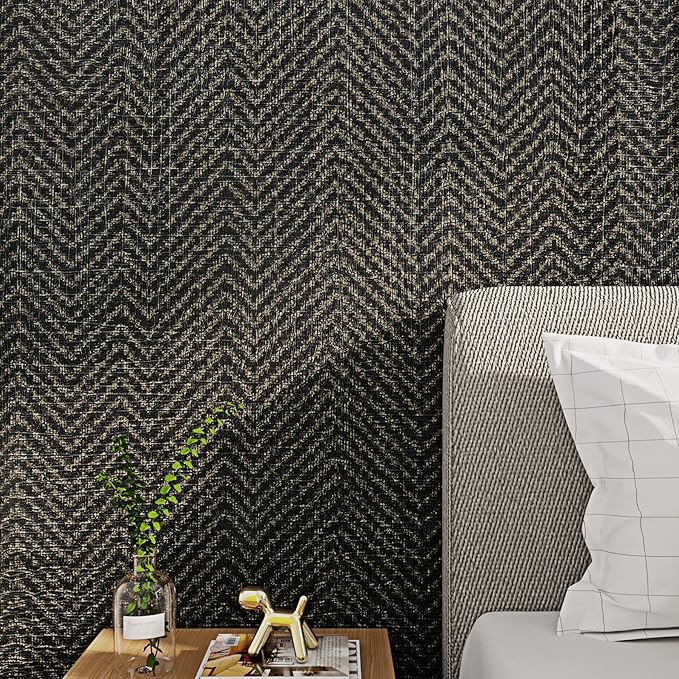 FunStick 24"x200" Black and Gold Peel and Stick Wallpaper Removable Geometric - Image 8
