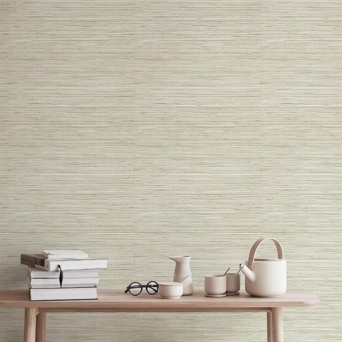 JiffDiff Grasscloth Wallpaper Peel and Stick Cream Grassweave Stick on - Image 8