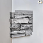 Fogstone Left-Hand Corner Panel Artisan Hand Painted 90-Degree Faux Stone Edging by Wallwell