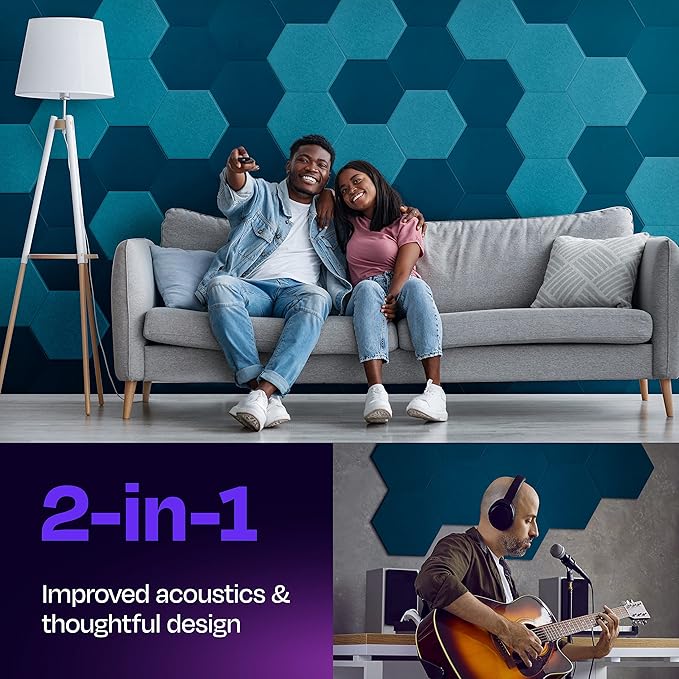 Acoustic Panels 12-Pack Soundproof Wall Panels 12"X10.4"X0.4" Sound Panels High - Image 2