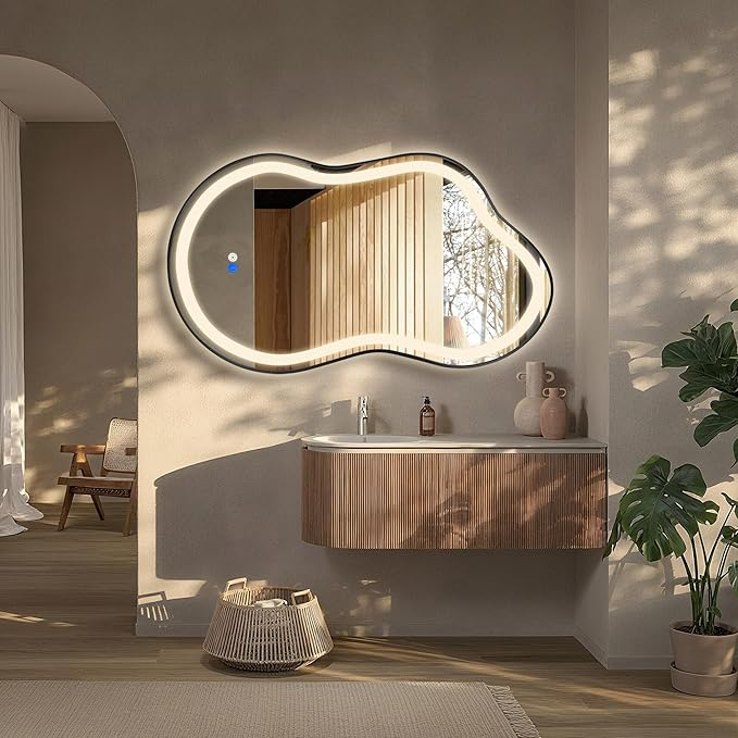 Dorlicecass Irregular Led Bathroom Mirror- Black 20"x36" Single Piece Vanity - Image 4