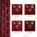 NICETOWN 2 Panels Red Christmas Curtains W42 x L63 in, Rod Pocket Gold Stamping - Image 7