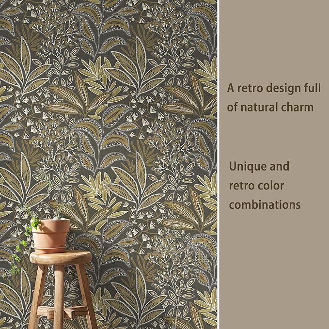 Safiyya Brown Vintage Floral Wallpaper Peel and Stick Contact Paper 17.3" x - Image 7