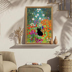 Fantasy Artists Gustav Klimt Canvas Wall Art, Framed Aesthetic Cat Floral Wall - Image 3