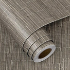 FunStick Taupe Brown Grasscloth Wallpaper Peel and Stick Fabric Wallpaper - Image 7