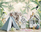 Tropical Animal Plants wallpeper Nursery Kids Bedroom Elephant wall Mural - Image 3