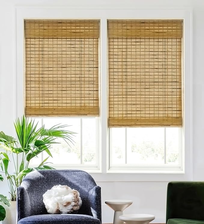 LazBlinds No Tools No Drill Cordless Bamboo Roman Shades, Light Filtering - Image 4