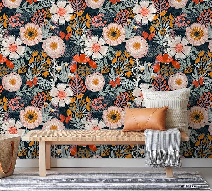 HAOKHOME Boho Peel and Stick Wallpaper Floral Wall Paper Removable - Image 7