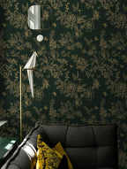 Froluya Dark Green and Gold Wallpaper Floral Peel and Stick Wallpaper - Image 2