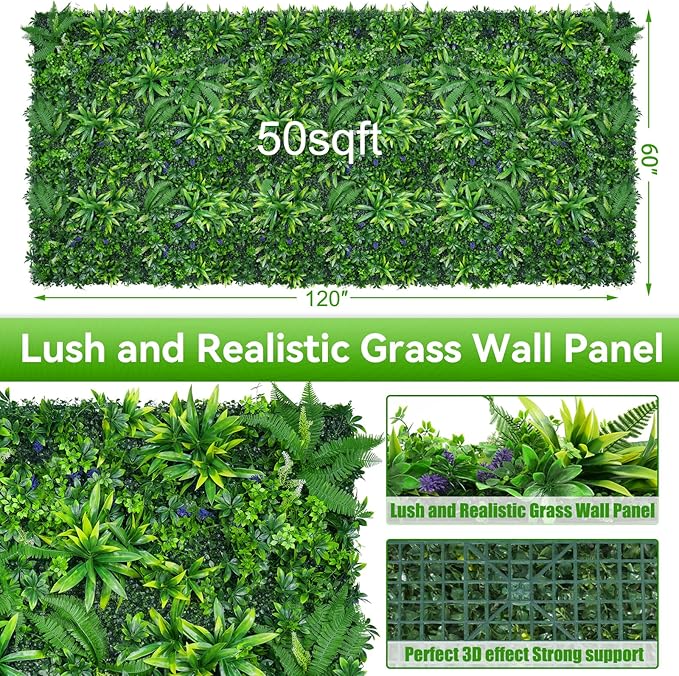 Grass Wall Panels, Fake Greenery Plant Decor - Image 2