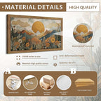 Framed Boho Landscape Large Wall Art, Abstract Sun Mountain Canvas Wall Decor - Image 4