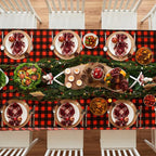 Kochorie 54 Inch x 300 Ft Red and Black Checkered Plastic Table Cloth Roll - Image 5