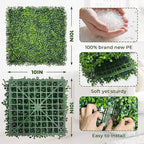 Artificial Grass Wall Backdrop: 10"x 10" Boxwood Faux Green Wall Panels - Image 2