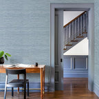 HueBurst Grasscloth Peel and Stick Wallpaper 17.3" x 394" Blue Textured - Image 3