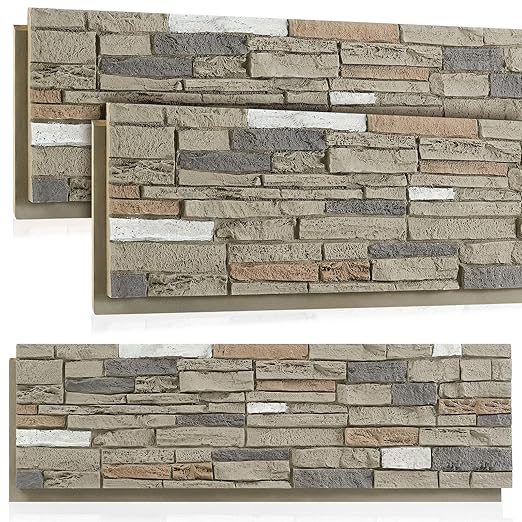 3 Pack Faux Stone Panels Interior 45.6''l x 11.8''h x 0.98''d Faux Siding by Unknown