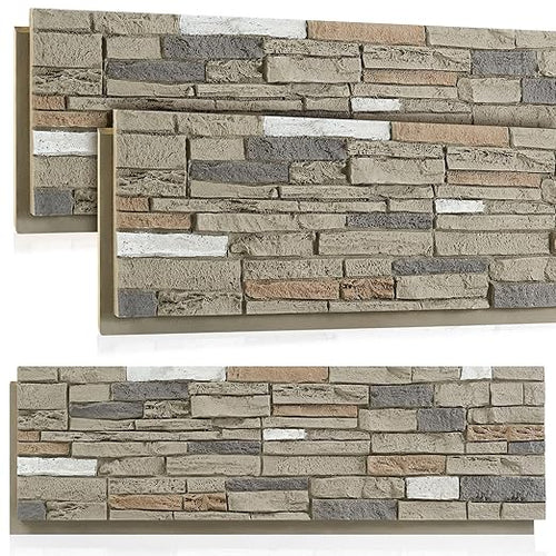 3 Pack Faux Stone Panels Interior 45.6''l x 11.8''h x 0.98''d Faux Siding by Unknown