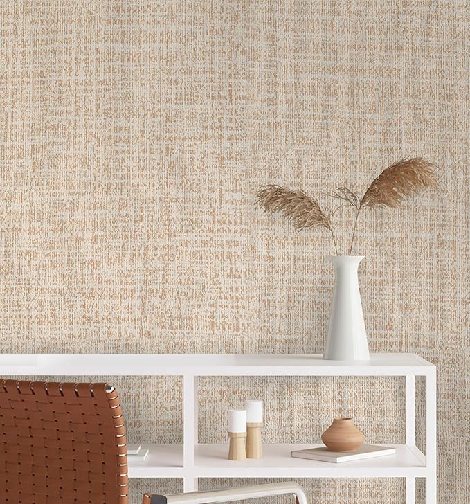 Guvana Grasscloth Peel and Stick Wallpaper Beige Textured Contact Paper Modern - Image 6