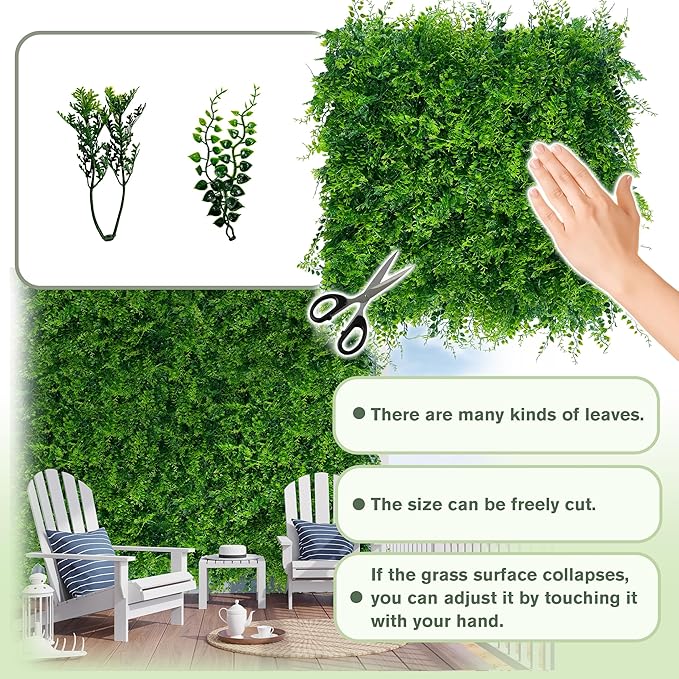 Greenery Faux Grass Wall Backdrop 40"x120"（33.5 SQFT） UV-Anti Artificial Green - Image 3