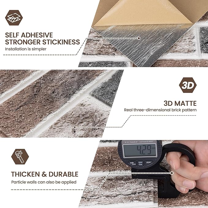 20 PCS 3D Wall Panels Brick Peel and Stick 26.7"x13.4" - Image 3