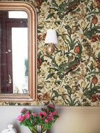Erfoni 17.3" x197" Beige Retro Floral and Bird Contact Paper Vintage Peel and - Image 3