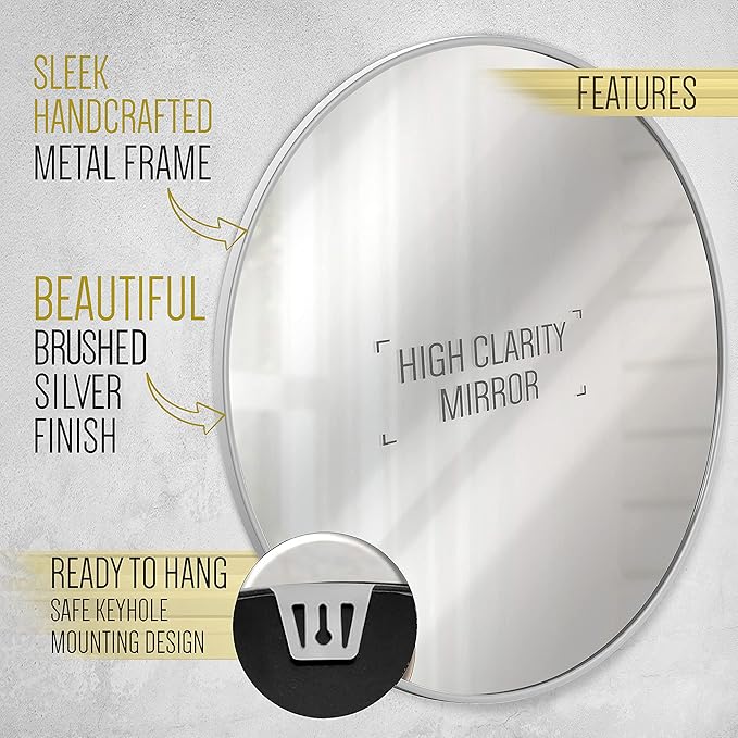 HBCY Creations Medium Round Mirror, Living Room and More, Modern Minimalist - Image 5