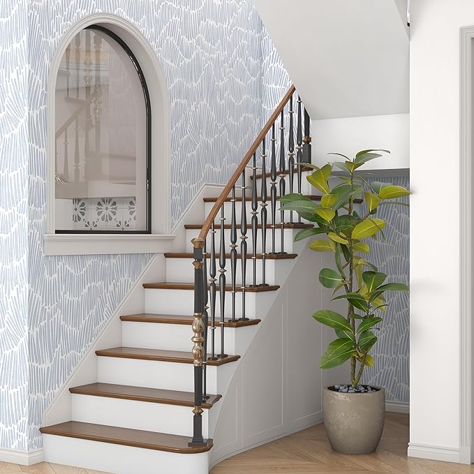 Theper Blue Wallpaper Peel and Stick Modern 17.3"×197" Boho Striped Wall Paper - Image 7