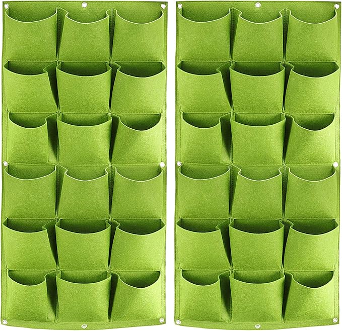 ZOENHOU 2 Pack Total 36 Roomy Pockets Green Vertical Garden Planter, by ZOENHOUDIRECT