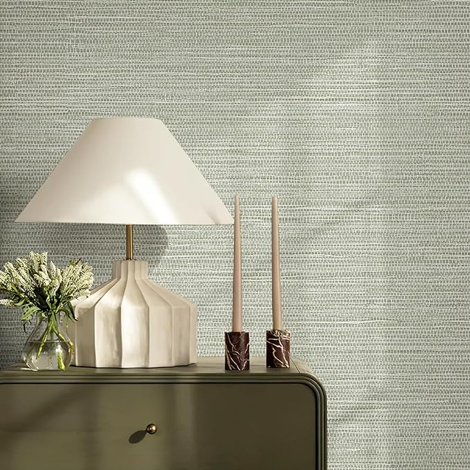 JiffDiff Grasscloth Wallpaper Peel and Stick Cream Grassweave Stick on - Image 5