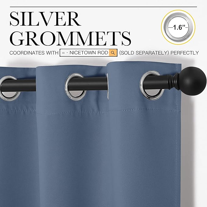 NICETOWN Short Curtains for Kitchen, Thermal Insulated Solid Grommet Blackout - Image 3