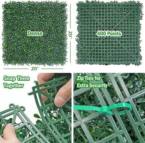 20x20Inch 9Pcs Grass Wall Panels, 4 Layers UV-Anti Boxwood Greenery Hedge - Image 2