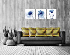 Wieco Art Blue Abstract Flowers 3 Panels Canvas Prints Wall Art Modern Pictures - Image 4