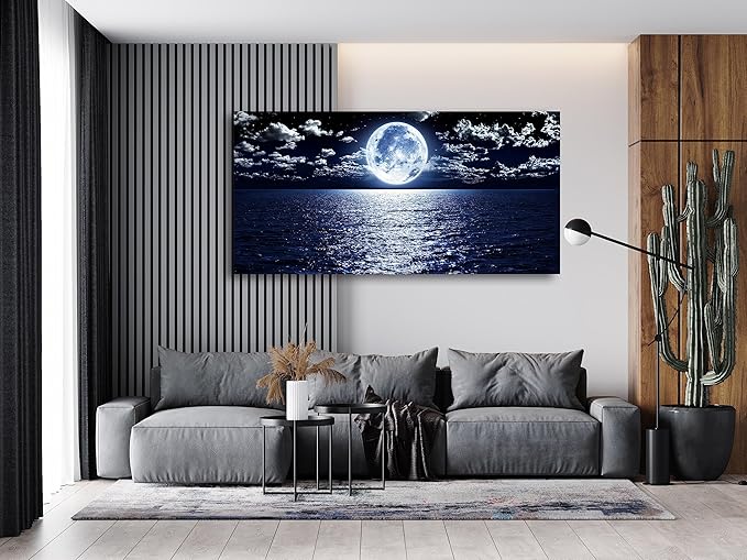 Cao Gen Decor Art S06950 Wall Art Canvas Prints Moon Sea Ocean Landscape 1 - Image 5