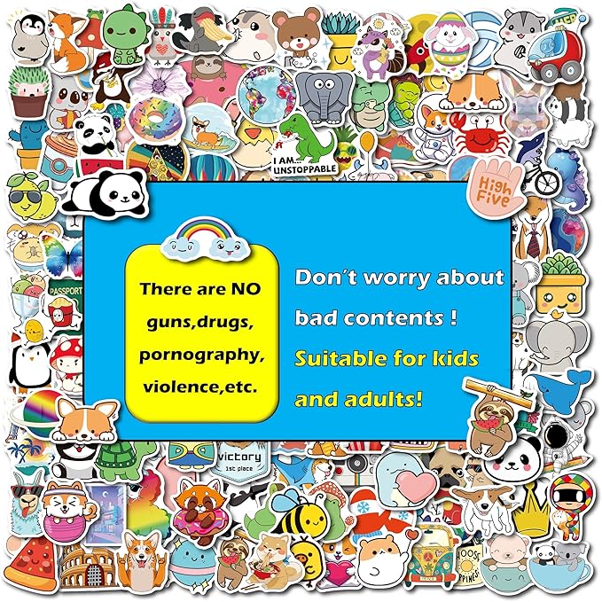 200Pcs Water Bottle Stickers for Kids Teens, Waterproof Vinyl Stickers, Stickers for Water Bottles