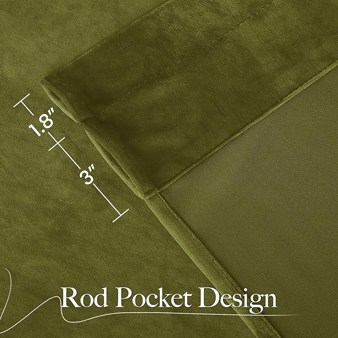 NICETOWN Moss Green Velvet Drapes 120 inch Long - Image 7