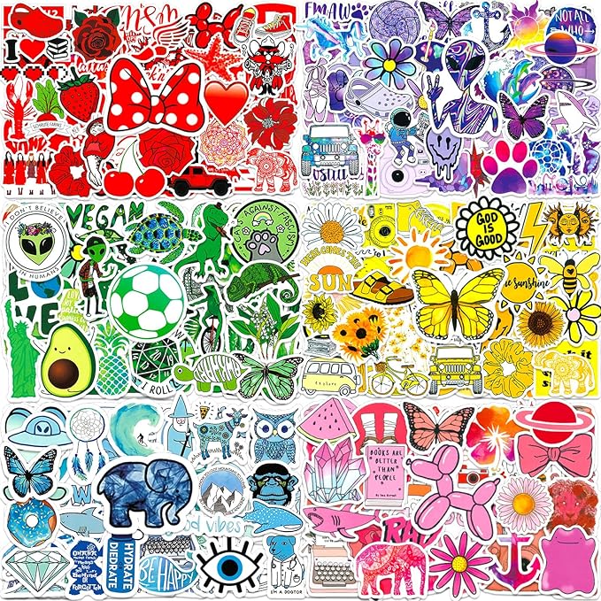Water Bottle Stickers 300 PCS Cute Fun Sticker Pack, Waterproof Vinyl Stickers for Water Bottles, Laptop, Scrapbook, Journal, Luggage, Tumbler, Skateboard, Lunch Box, Notebook, Kindle, Bike, etc