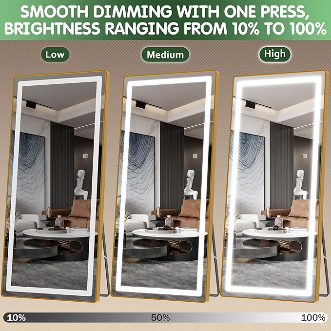 FENNIO Full Length Mirror with Lights, Wall Mounted Hanging Mirror with Lights - Image 6
