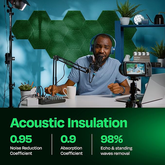 Acoustic Panels 12-Pack Soundproof Wall Panels 12"X10.4"X0.4" Sound Panels High - Image 3