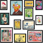 LANCHI95 12 Pcs Eclectic Wall Art Decor FRAMED, Eclectic Home Decor, Retro by LANCHI95