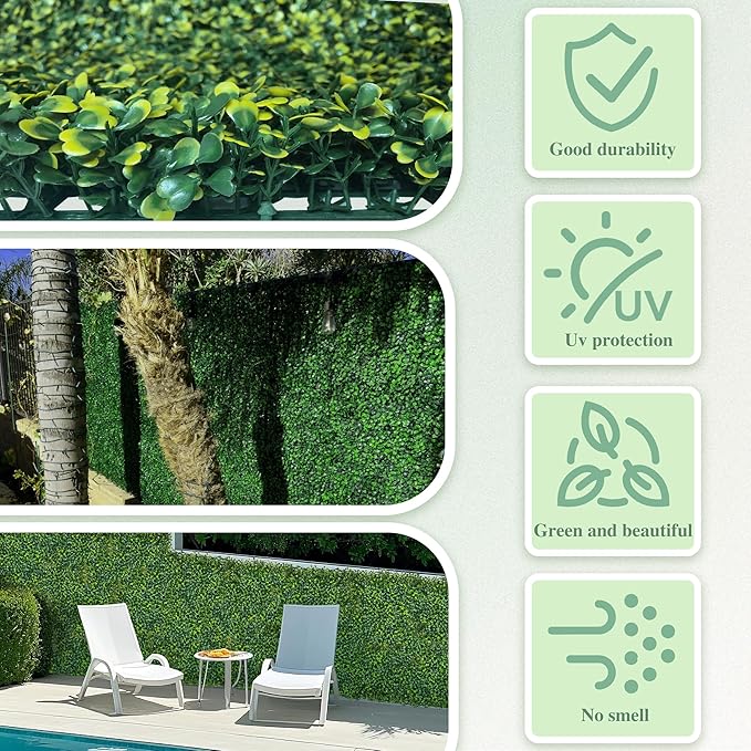 ODTORY Artificial Boxwood Roll Panels, Decorative Grass Wall Covering - Image 3