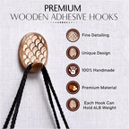 IndianShelf 6 Lb- 24 Pieces Decorative Wood Adhesive Wall Hooks–Boho Peel and - Image 5