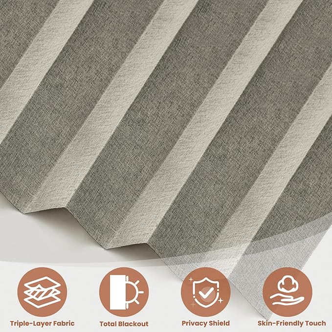 AJAZZ Blackout Accordion Door Curtain 98"x106" Grey - Image 7