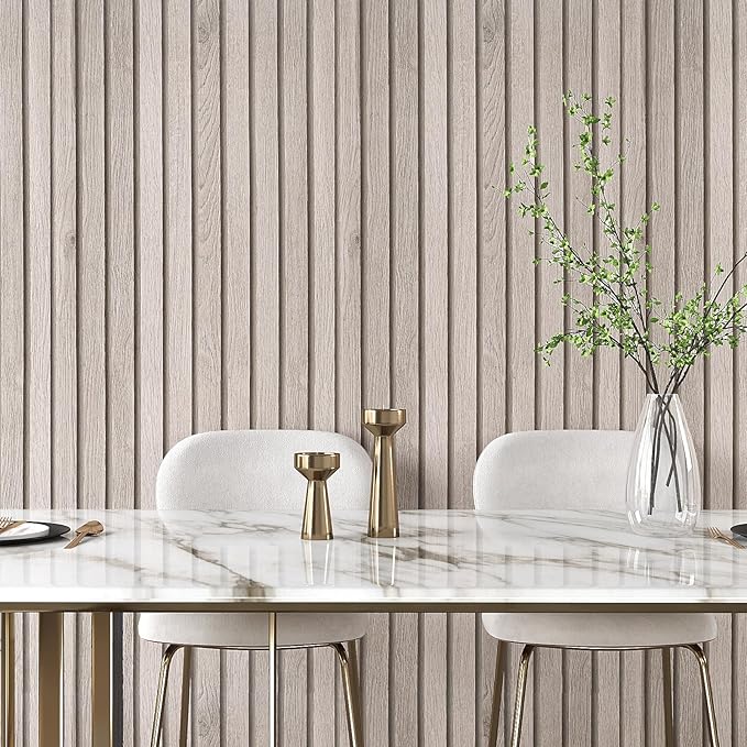 VEELIKE Rustic Grey Oak Wood Slat Peel and Stick Wallpaper 24''x118'' Faux Wood - Image 2